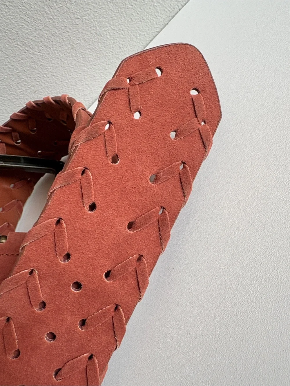 Maurices NWT 1X Rust Faux Suede Woven Boho Wide Belt